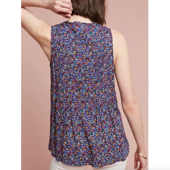 Anthropologie | Lila Pintuck Sleeveless Top Small - Picture 2 of 10